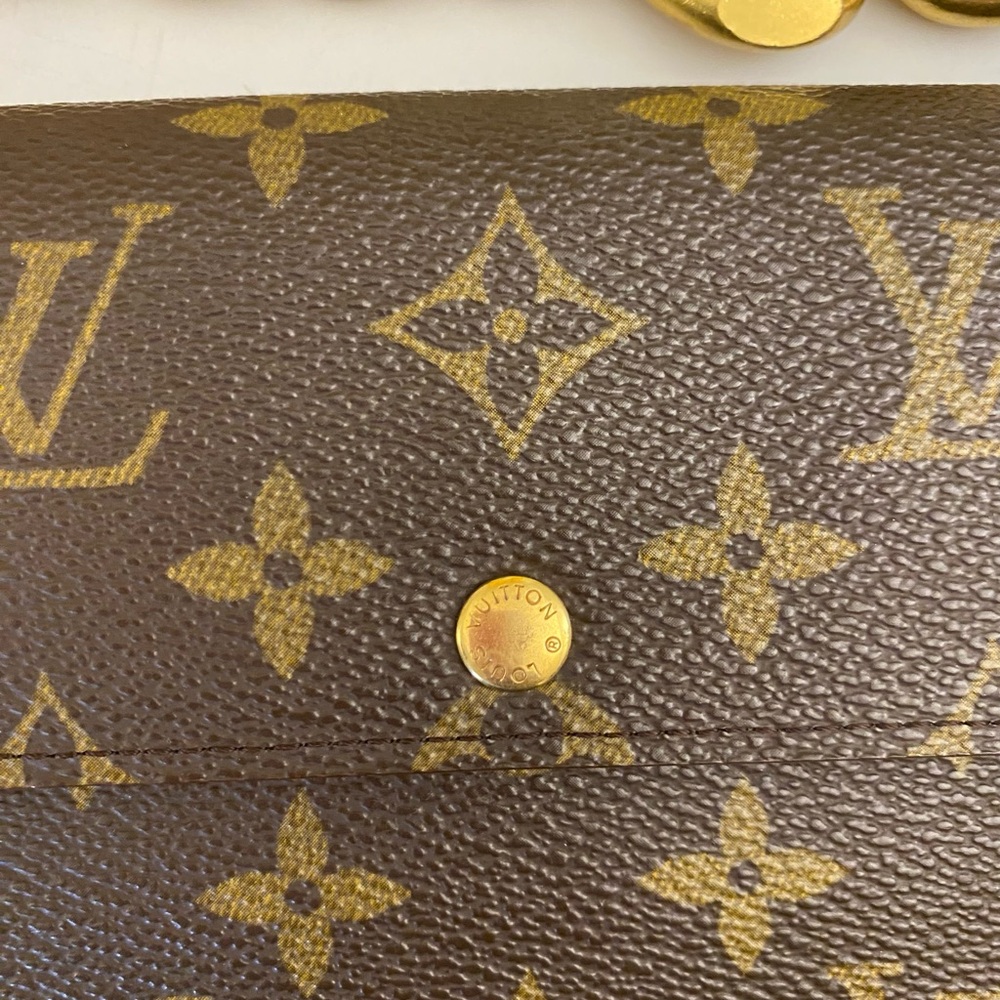 😍Auth Louis Vuitton Sarah Mono Long Wallet w/unbranded Gold Chunky Chain LN - Picture 8 of 11
